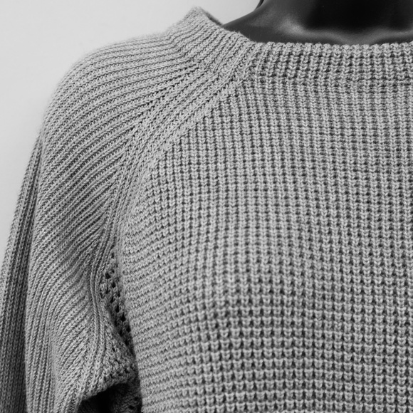 NWT LUNYA Grey Waffleknit Crop Sweater - Picture 5 of 8